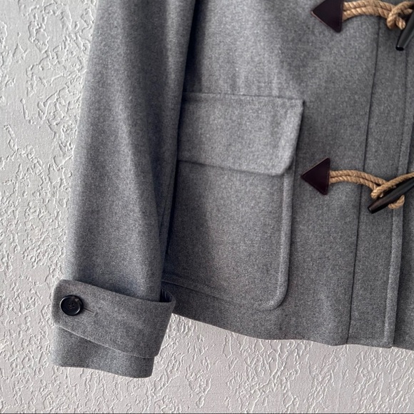 J. Crew Duffle Jacket Coat Melton Wool Peacoat Toggle Classic Nautical Gray 6 - Picture 7 of 13